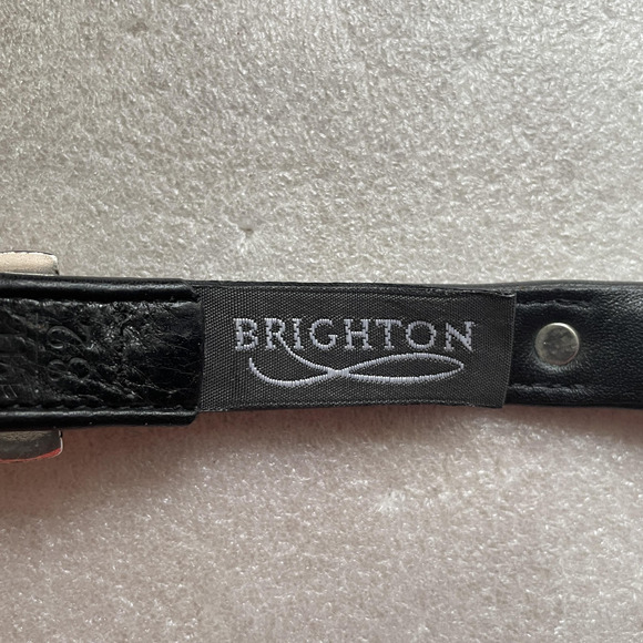 Vintage 90s Brighton Belt Women Small Black Leather Beaded Southwestern Western - Picture 4 of 9